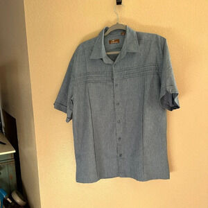 Cafe Luna Men's Blue Button-Down Shirt, mens shirt, collared shirt, button‎ down